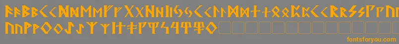 フォントKehdrai – オレンジの文字は灰色の背景にあります。