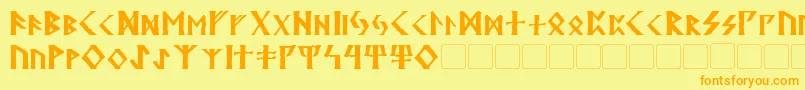 フォントKehdrai – オレンジの文字が黄色の背景にあります。