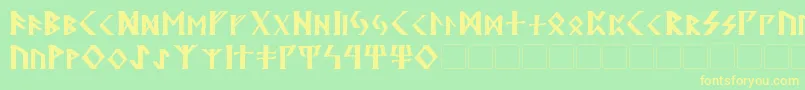 フォントKehdrai – 黄色の文字が緑の背景にあります