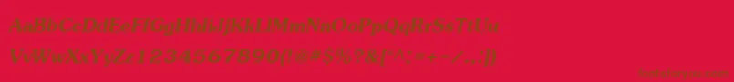 JasmineupcBoldItalic-fontti – ruskeat fontit punaisella taustalla
