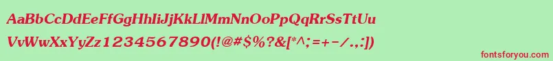 JasmineupcBoldItalic Font – Red Fonts on Green Background