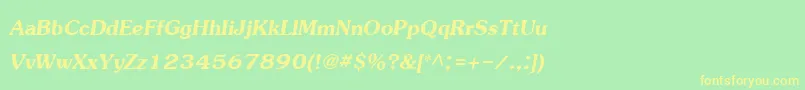 JasmineupcBoldItalic Font – Yellow Fonts on Green Background