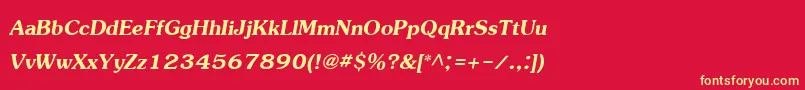 JasmineupcBoldItalic Font – Yellow Fonts on Red Background