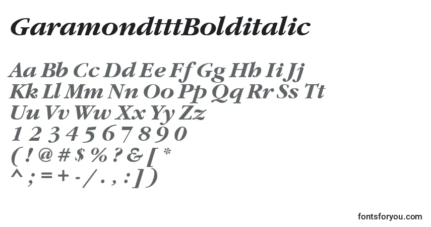 GaramondtttBolditalicフォント–アルファベット、数字、特殊文字