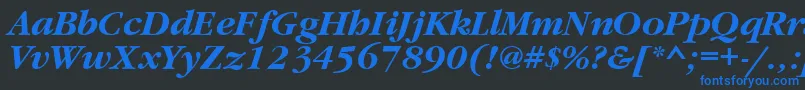 GaramondtttBolditalic-Schriftart – Blaue Schriften auf schwarzem Hintergrund