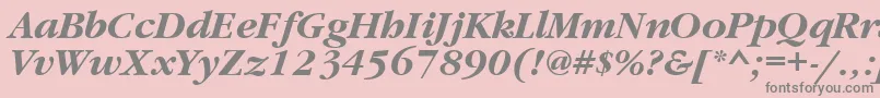 GaramondtttBolditalic-fontti – harmaat kirjasimet vaaleanpunaisella taustalla