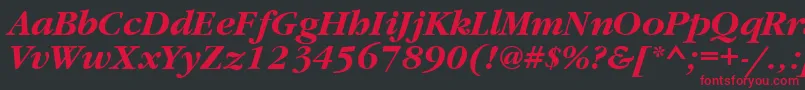 フォントGaramondtttBolditalic – 黒い背景に赤い文字