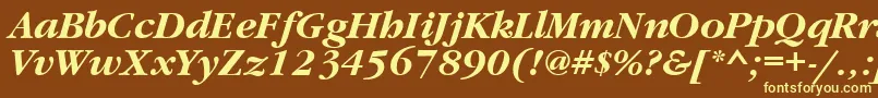 GaramondtttBolditalic-Schriftart – Gelbe Schriften auf braunem Hintergrund