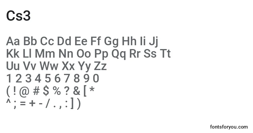 Schriftart Cs3 – Alphabet, Zahlen, spezielle Symbole