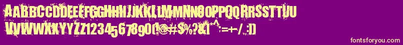 Saiba mais sobre a fonte LivingHell Fonte LivingHell – fontes amarelas em um fundo roxo