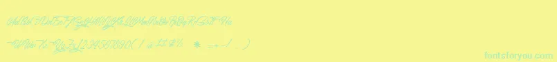 Fonte WalkingInSunlight – fontes verdes em um fundo amarelo
