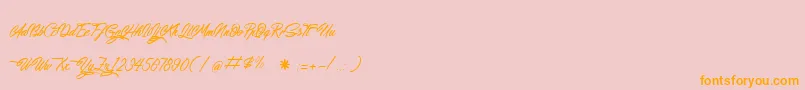 Fonte WalkingInSunlight – fontes laranjas em um fundo rosa