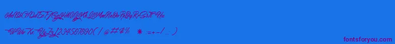 WalkingInSunlight-Schriftart – Violette Schriften auf blauem Hintergrund