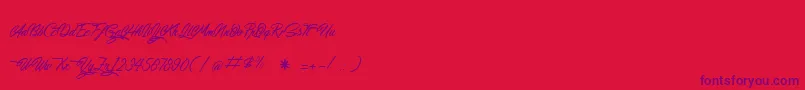 WalkingInSunlight-Schriftart – Violette Schriften auf rotem Hintergrund