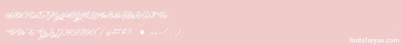 Fonte WalkingInSunlight – fontes brancas em um fundo rosa
