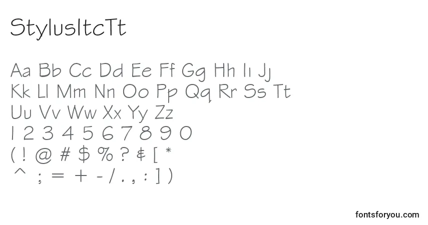 Шрифт StylusItcTt – алфавит, цифры, специальные символы