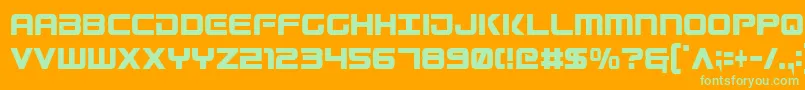 GunshipCondensed-Schriftart – Grüne Schriften auf orangefarbenem Hintergrund