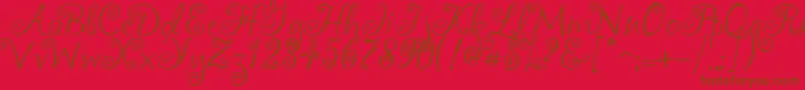 Akafrivolity-Schriftart – Braune Schriften auf rotem Hintergrund