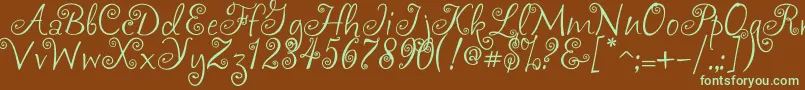 Akafrivolity Font – Green Fonts on Brown Background