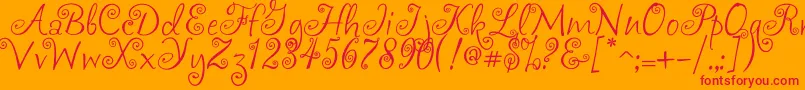 Akafrivolity-Schriftart – Rote Schriften auf orangefarbenem Hintergrund