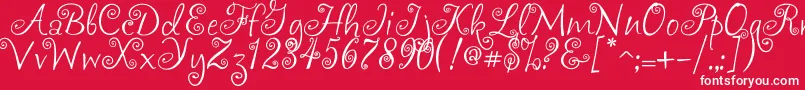 Akafrivolity-Schriftart – Weiße Schriften auf rotem Hintergrund