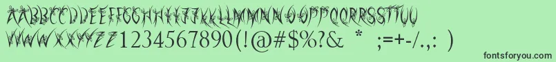 フォントHollyChristmas – 緑の背景に黒い文字
