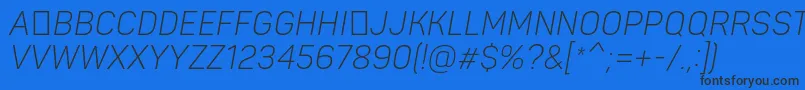 PantonnarrowLightitaliccaps Font – Black Fonts on Blue Background