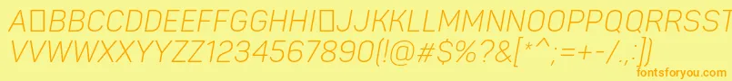 PantonnarrowLightitaliccaps Font – Orange Fonts on Yellow Background