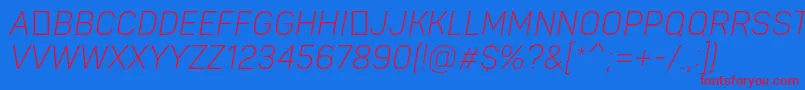 PantonnarrowLightitaliccaps Font – Red Fonts on Blue Background