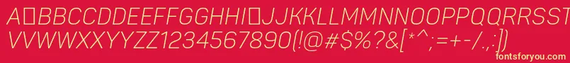 PantonnarrowLightitaliccaps Font – Yellow Fonts on Red Background