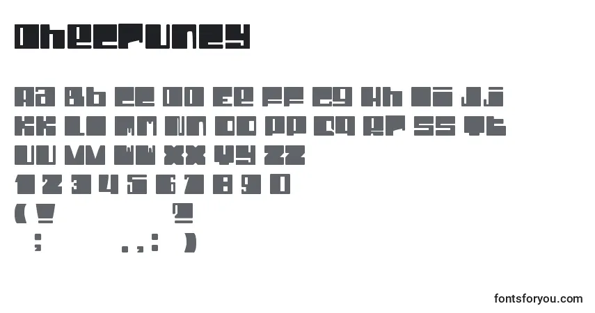 Schriftart DheCruncy – Alphabet, Zahlen, spezielle Symbole