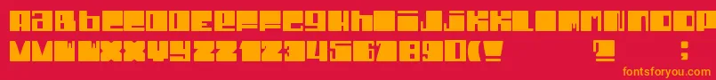 フォントDheCruncy – 赤い背景にオレンジの文字