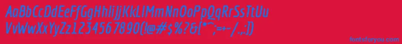 フォントEconomicaBolditalic – 赤い背景に青い文字