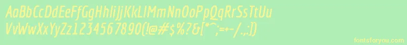 フォントEconomicaBolditalic – 黄色の文字が緑の背景にあります