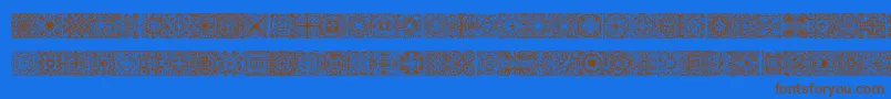 Symmetry-Schriftart – Braune Schriften auf blauem Hintergrund