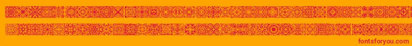 Symmetry-Schriftart – Rote Schriften auf orangefarbenem Hintergrund