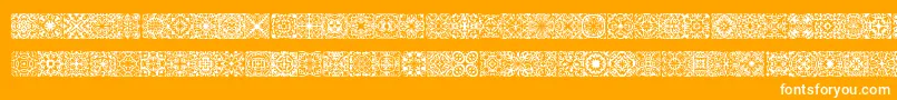 Symmetry-Schriftart – Weiße Schriften auf orangefarbenem Hintergrund