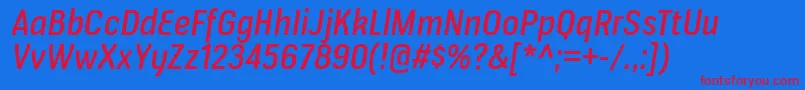 VerioxrgItalic Font – Red Fonts on Blue Background