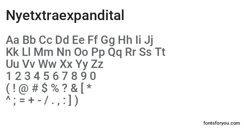 Nyetxtraexpanditalフォント–アルファベット、数字、特殊文字