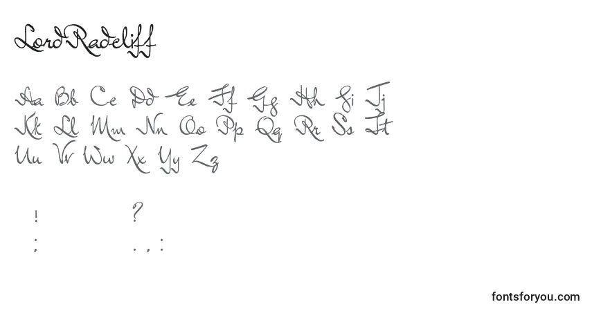 Czcionka LordRadcliff (98487) – alfabet, cyfry, specjalne znaki
