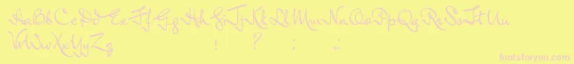 LordRadcliff-Schriftart – Rosa Schriften auf gelbem Hintergrund