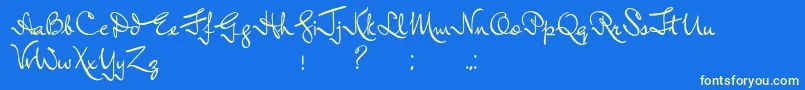 LordRadcliff-Schriftart – Gelbe Schriften auf blauem Hintergrund