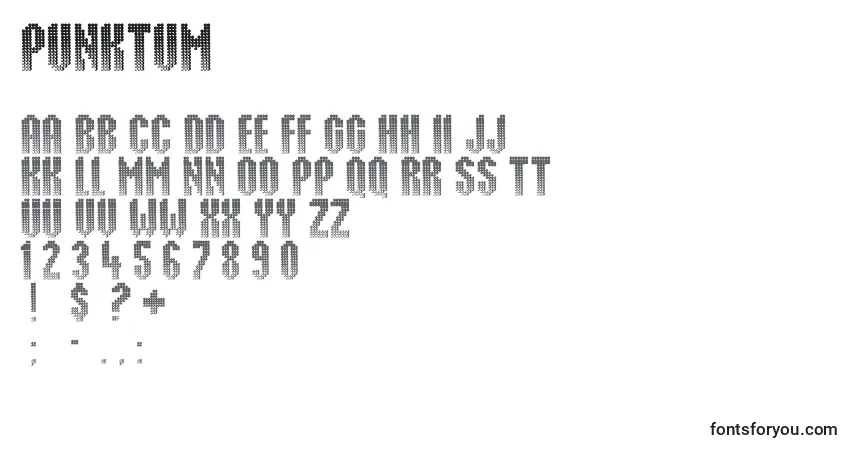 A fonte Punktum – alfabeto, números, caracteres especiais