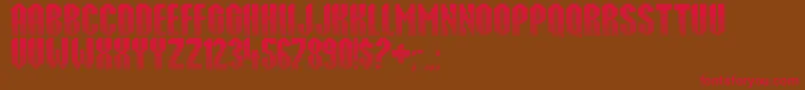 Punktum-Schriftart – Rote Schriften auf braunem Hintergrund