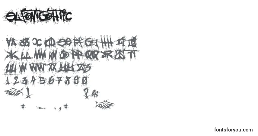 A fonte ElfontGohtic – alfabeto, números, caracteres especiais