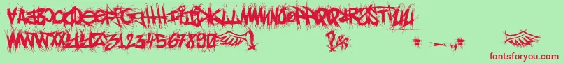 ElfontGohtic Font – Red Fonts on Green Background
