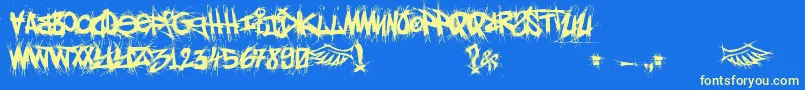 ElfontGohtic-Schriftart – Gelbe Schriften auf blauem Hintergrund