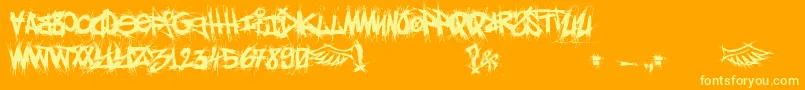 ElfontGohtic-Schriftart – Gelbe Schriften auf orangefarbenem Hintergrund