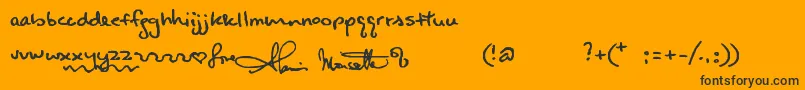 Alanishand-Schriftart – Schwarze Schriften auf orangefarbenem Hintergrund