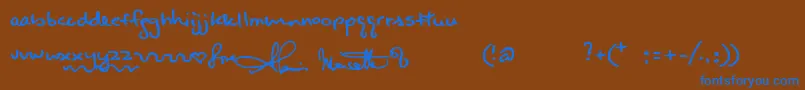 フォントAlanishand – 茶色の背景に青い文字